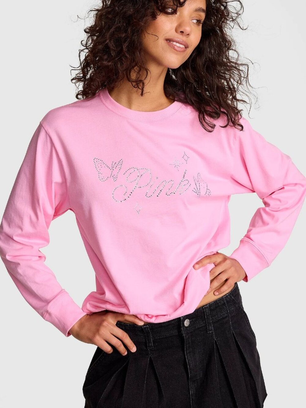PINK Campus Cotton™ Long-Sleeve Tee - NWT - XL